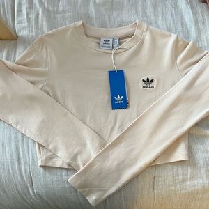 Beige Adidas long sleeve Crop-top